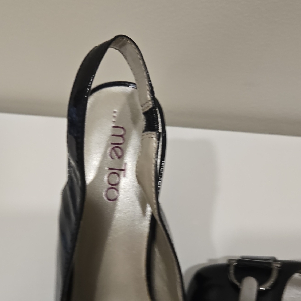 Me Too Glossy Black Slingback Heels - Picture 9 of 13